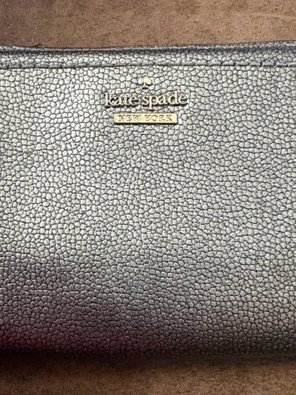 kate spade metallic gray pebbled leather zip wallet - Picture 7 of 15